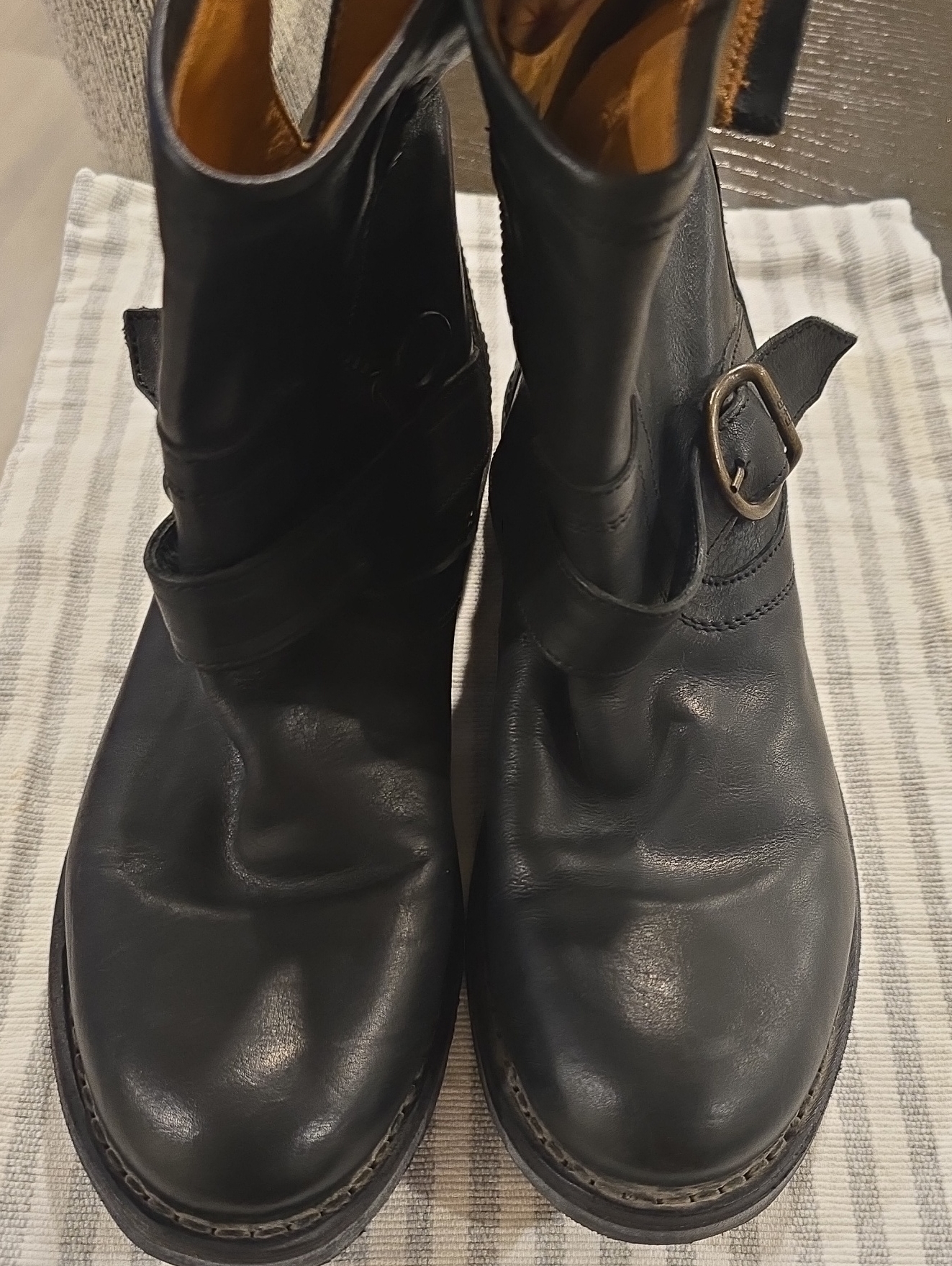 Fiorentini + Baker Black Leather Moto Combat Boots